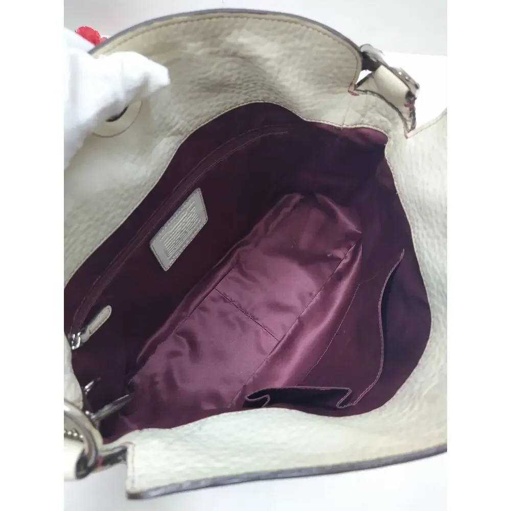Coach Chelsea Ivory Pebbled Leather Turnlock Hobo Shoulder Bag